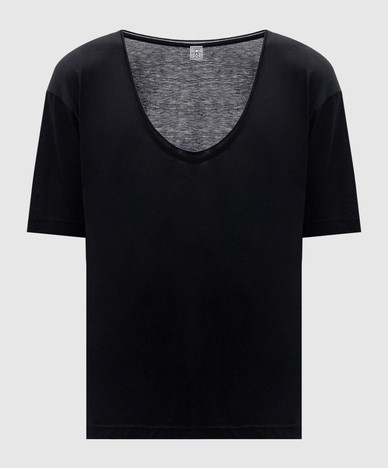 Black T-shirt with silk