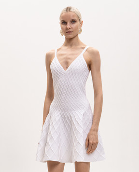 Balmain White dress with textured pattern HF1R2927KK20