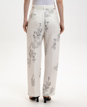 Victoria Beckham White floral print pants 1126WTR002857M