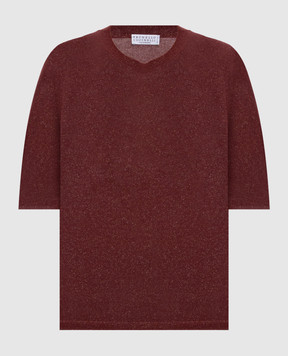 Brunello Cucinelli Burgundy cashmere and silk t-shirt M41835700P