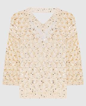 Peserico Beige openwork pullover with sequins E99167F039329A