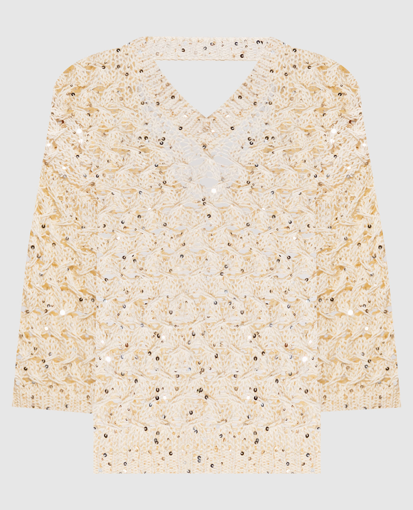 Beige openwork pullover with sequins Peserico