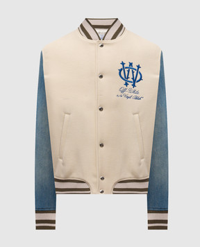 Off-White Beige bomber jacket with wool 44MEH053F5F004