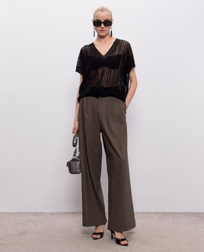 UMA WANG Black linen top UK7122