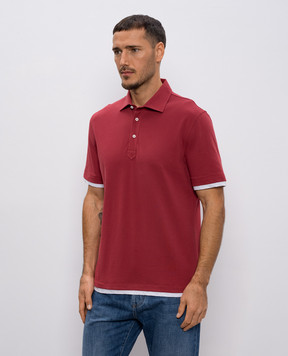 Brunello Cucinelli Burgundy polo with layering effect ME8543966