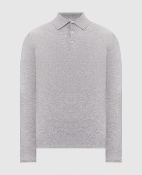 Brunello Cucinelli Grey melange cashmere polo shirt M2200295