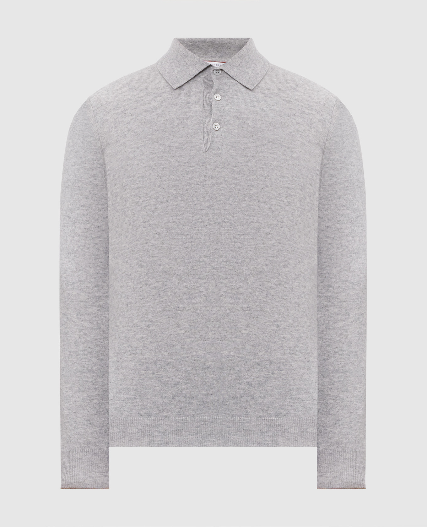 Grey melange cashmere polo shirt