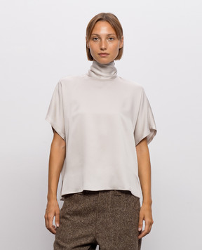 Brunello Cucinelli Gray silk blouse MB179B1S24