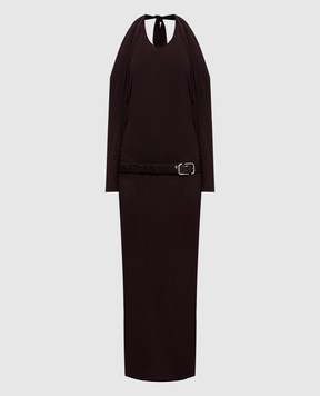 The Attico Brown midi dress with open back 261WCW00309VVV115AA