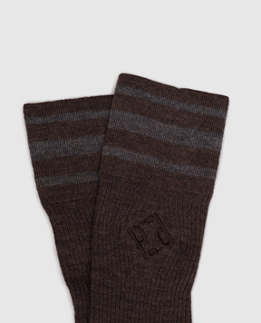 Peserico Brown merino wool socks A41073C0RCC887
