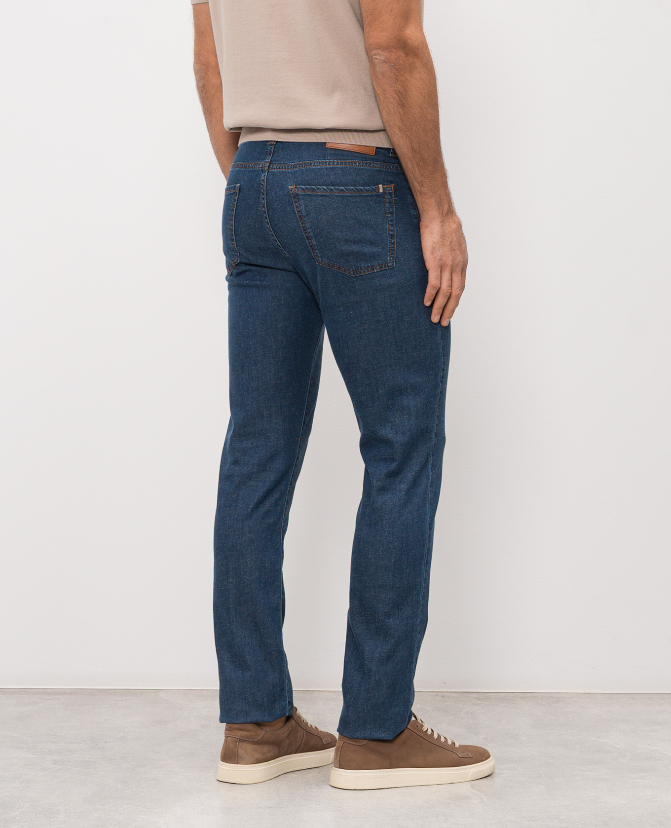 Blue slim jeans with logo patch Canali 4