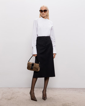 Fendi Black wool skirt with slits FQ7767B1H8