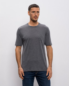 Brunello Cucinelli Grey melange silk T-shirt MD8211308