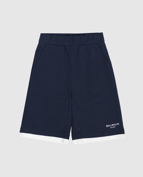 Balmain Children's blue shorts with logo embroidery BY6Q09Z36581214