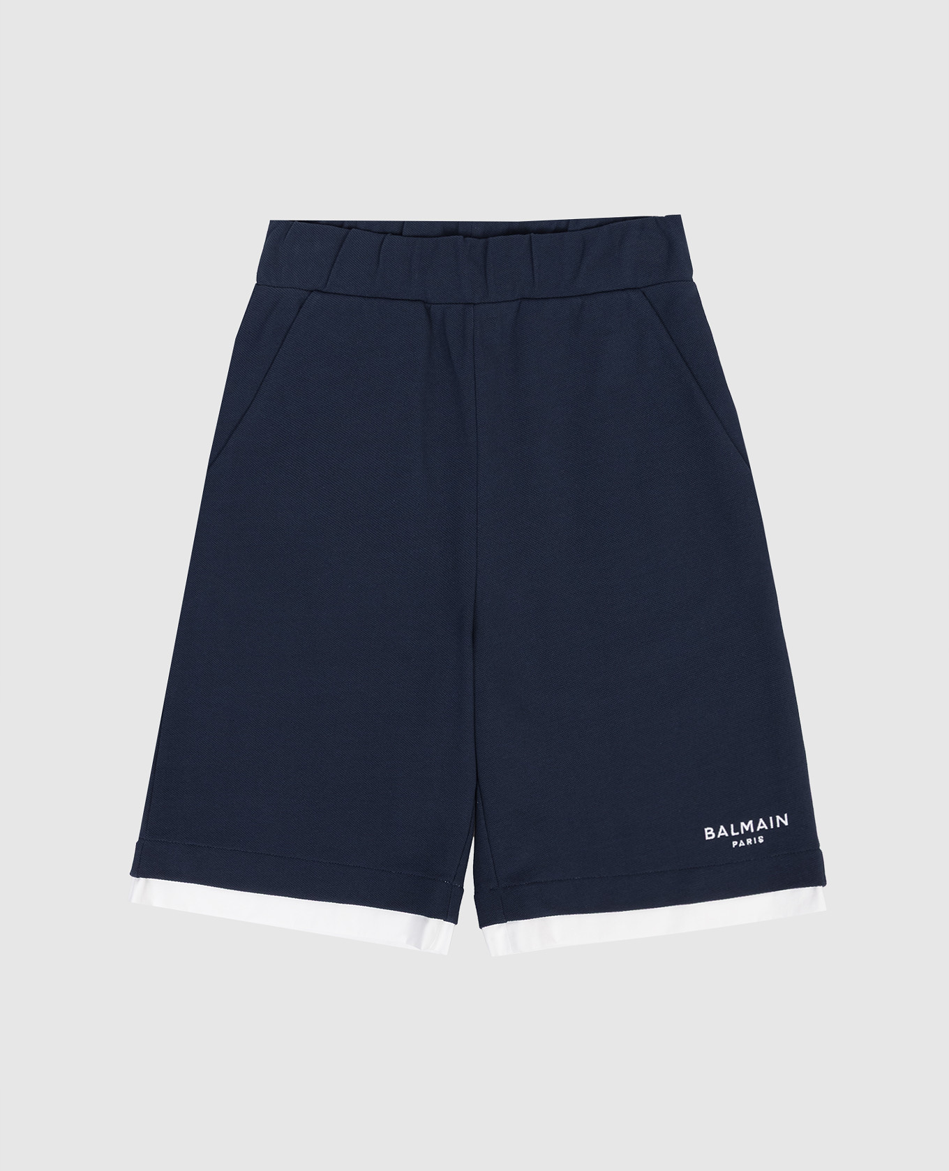 Children's blue shorts with logo embroidery Balmain
