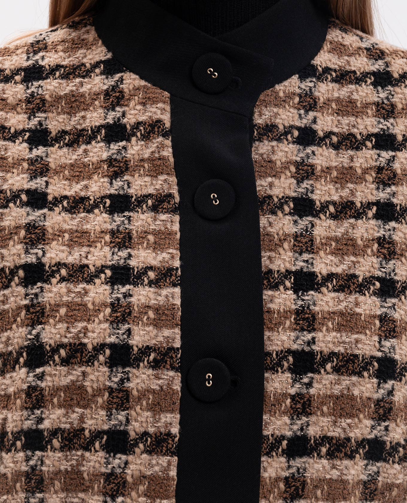 Brown tweed jacket with checked wool Twinset 5