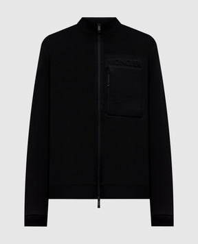 Moncler Black sports jacket with textured logo L20918G0000489AZY