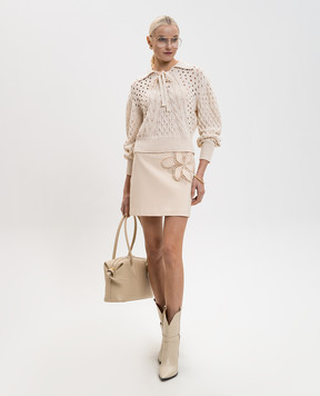 Twinset Beige mini skirt with floral applique 261TP2051