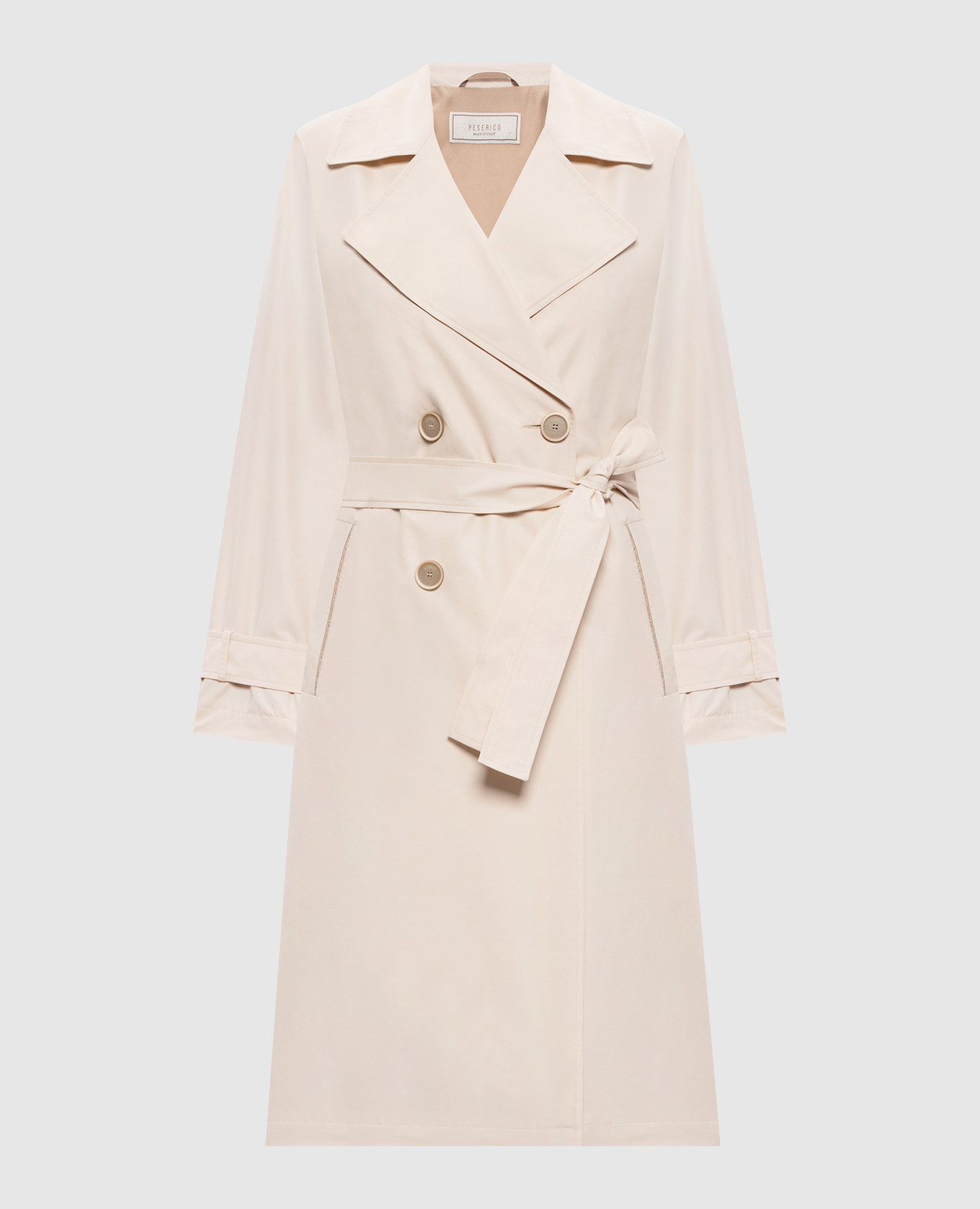 Beige trench coat with monil chain Peserico