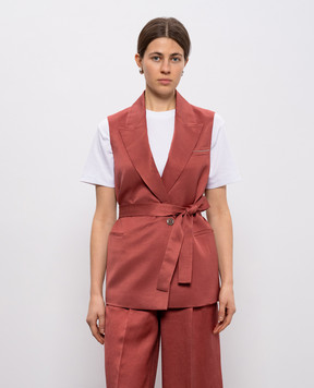 Peserico Red double-breasted vest with linen A03028A01926