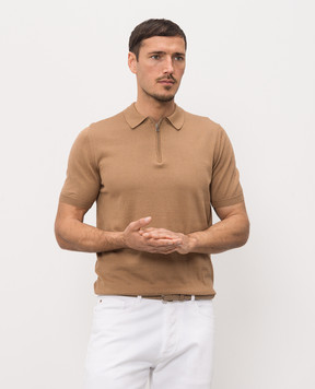 Cashmere&Whiskey Brown silk polo shirt FS05