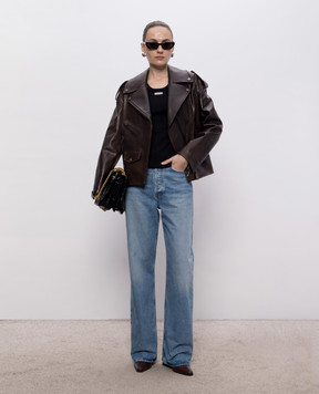 Babe Pay Pls Brown leather jacket 2518TONE