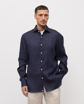 ISAIA Blue linen shirt CAM088KM304