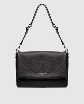 Gianni Notaro Dollaro black leather messenger bag 218DOLLARONIKEL