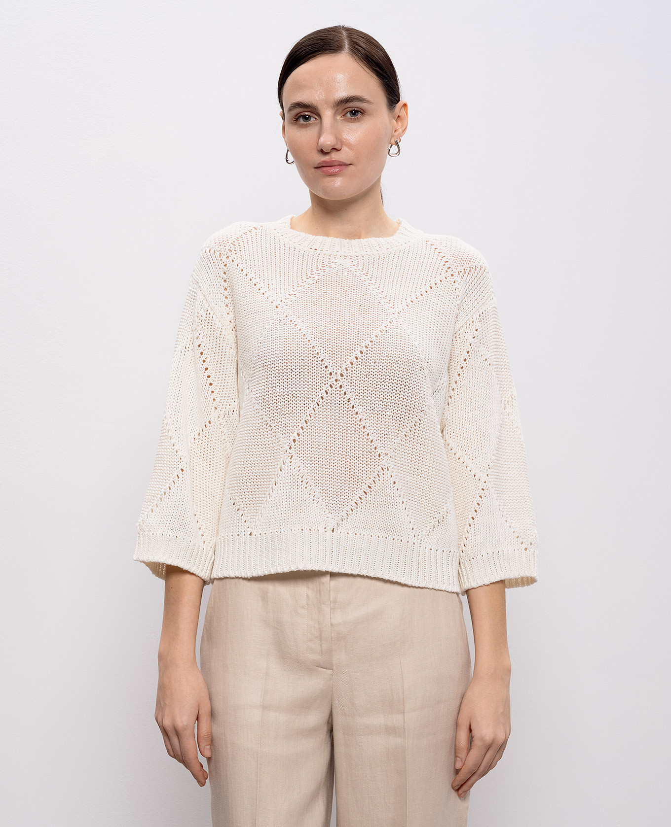 White linen sweater with sequins Peserico 3