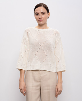 Peserico White linen sweater with sequins A99053F039106A
