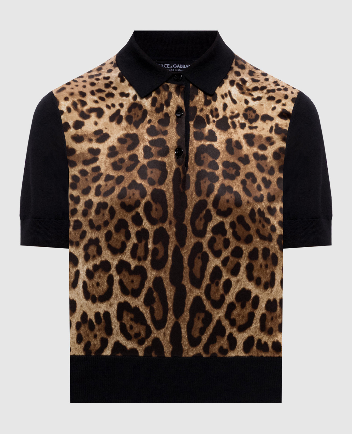 Leopard print wool and silk polo shirt Dolce&Gabbana