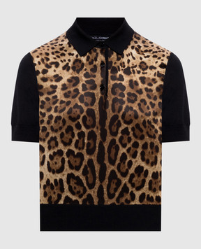 Dolce&Gabbana Leopard print wool and silk polo shirt FXZ06TJGMGS