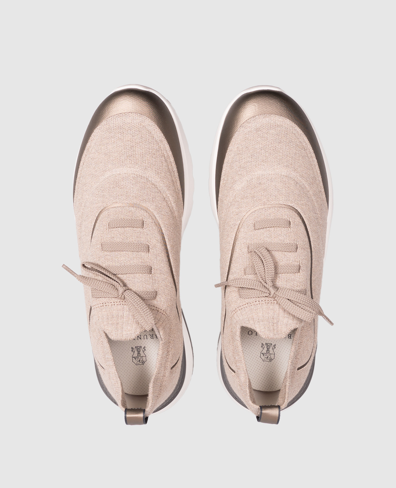 Beige sneakers with textured logo Brunello Cucinelli 4