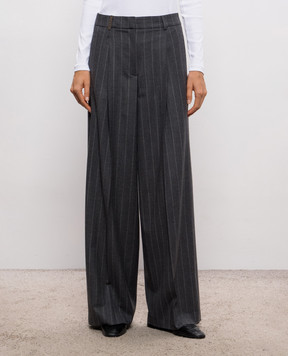 Peserico Gray striped wool pants A0479005702