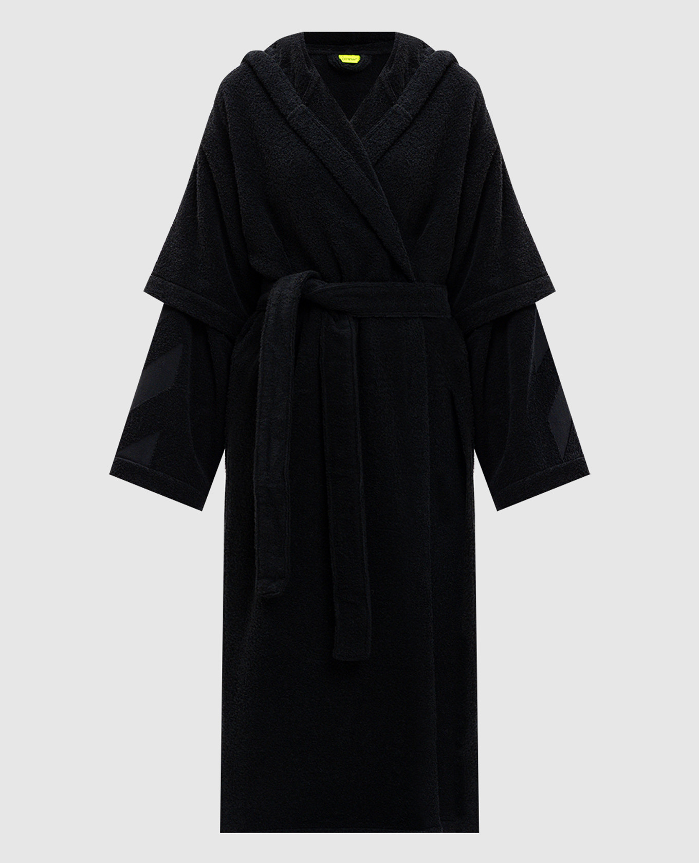 

Black terry bathrobe with pattern Off-White