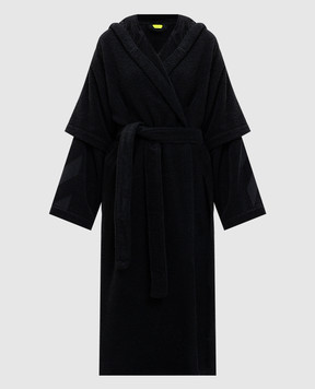 Off-White Black terry bathrobe with pattern OHZB012T25FAB001