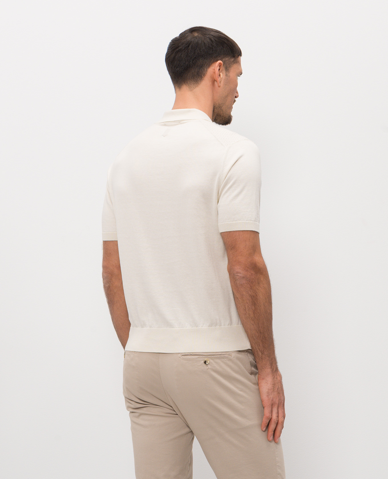 Beige cotton polo shirt with a pattern Canali 4
