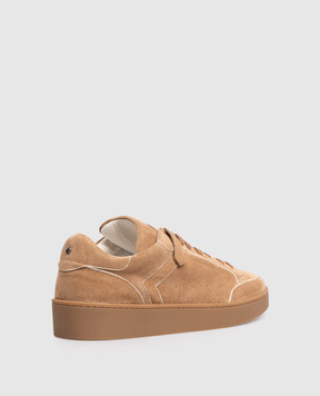 Canali Brown suede sneakers with logo RB01269491225