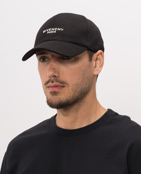 Givenchy Black cap with contrasting logo embroidery BPZ0CAP0C4