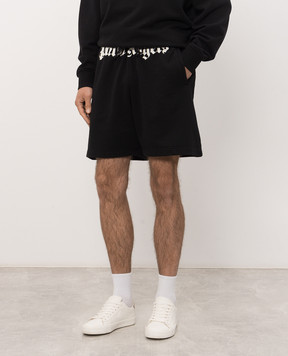 Palm Angels Black shorts with logo print PAMCV001FL001
