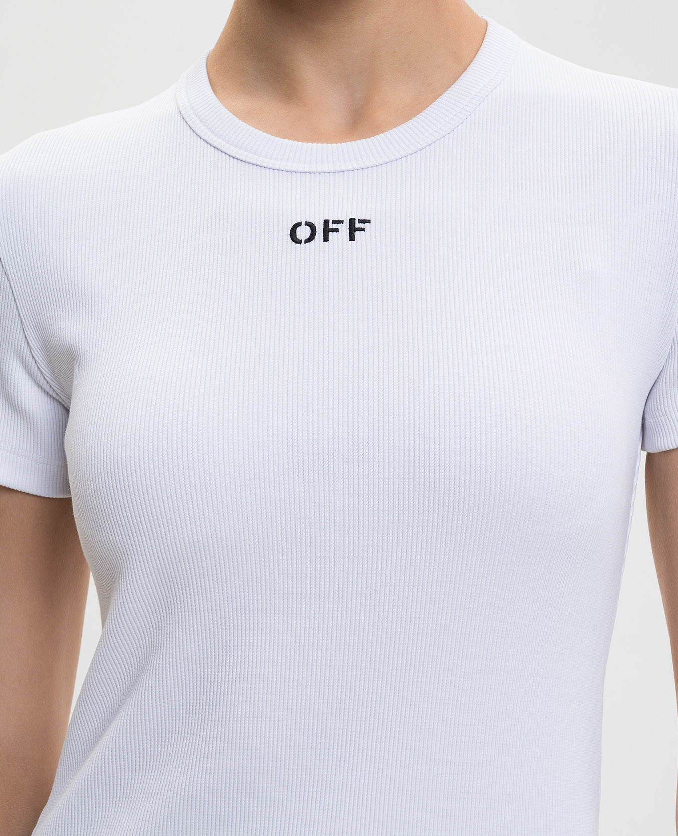 White ribbed T-shirt with logo Off-White 4