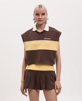 Palm Angels Brown top with polo collar PWGB017S26FAB001