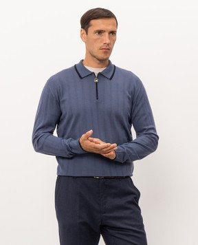 Stefano Ricci Blue wool polo shirt with embroidered logo K303024P30F26346