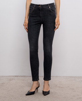 Brunello Cucinelli Blue jeans with logo patch MP065P5679