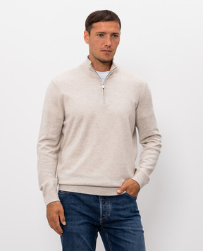 Brunello Cucinelli Beige cashmere zip-up jumper M2200124