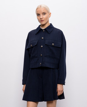Brunello Cucinelli Blue wool jacket with a pattern MB1887597P