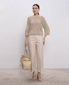 Peserico Beige pants with a monil chain A04576J001953