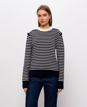 Ami Paris Blue striped merino wool sweater UKS891KN0200