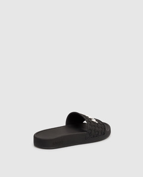AMIRI Black MA Quad sliders with textured logo AWFOSL1002