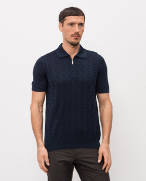 Bertolo Cashmere Blue patterned silk polo shirt 902335002425